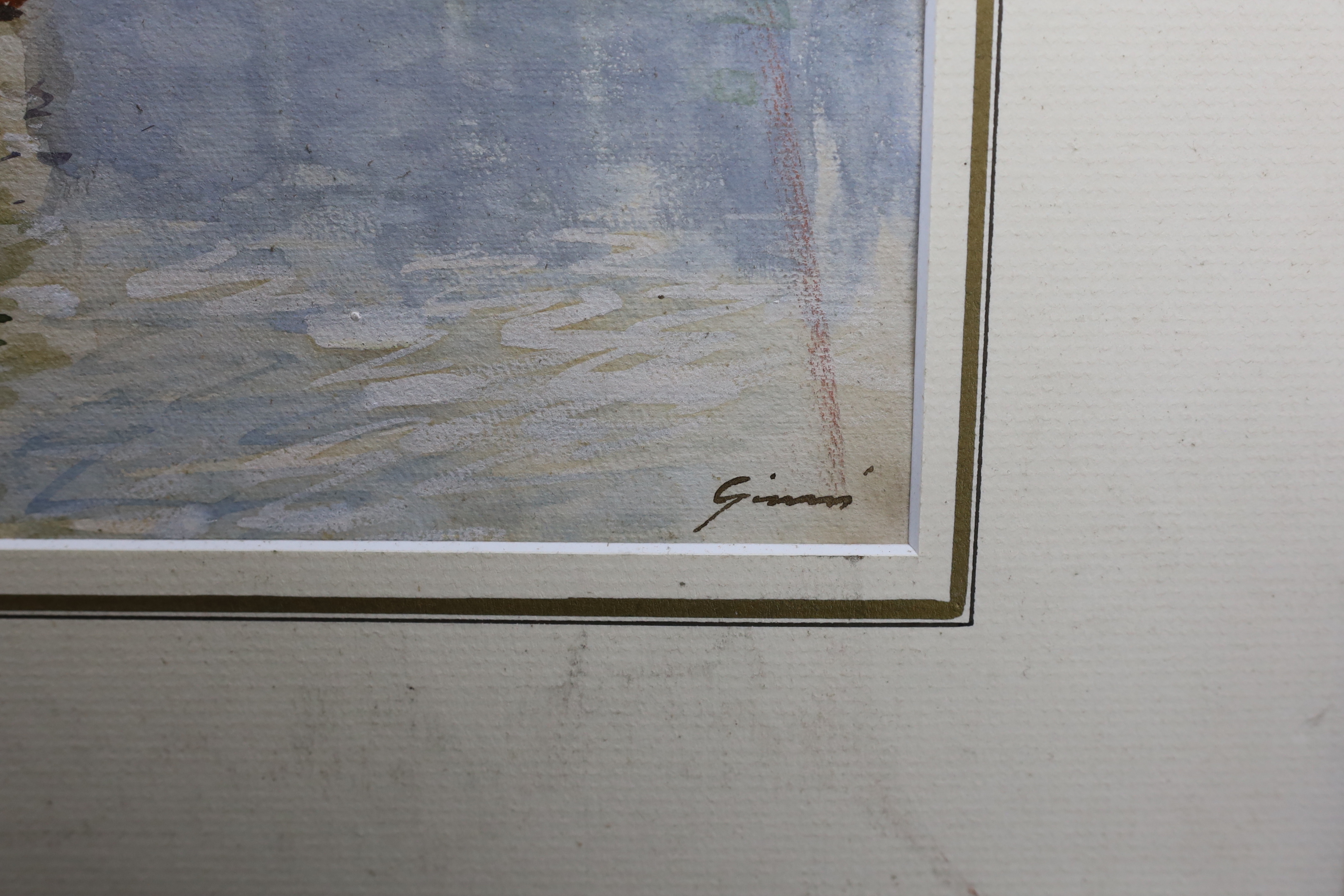 Gianni, watercolour, Italian lake scene, signed, 23 x 33cm